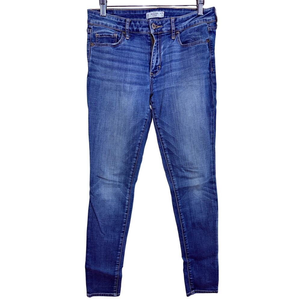 Abercrombie & Fitch Blue Denim High Rise Skinny Straight Leg Jeans Women W28 L31